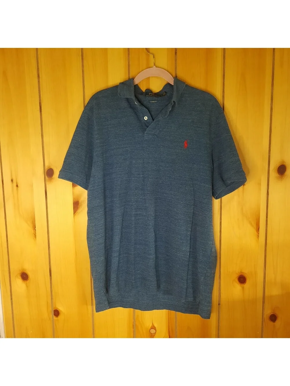 Polo Ralph Lauren Shirt Men's Large Polo Blue Short Sleeve Classic Fit Pony
